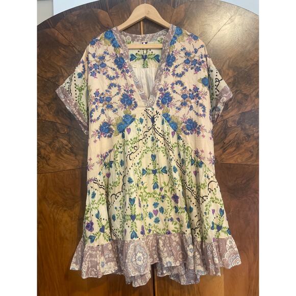 FREE PEOPLE Agnes Dress Floral Print Mini FEMININE BOHO COTTAGE Size Medium M - Picture 3 of 8